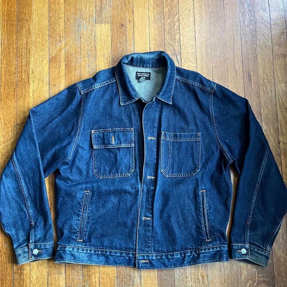 Vintage Polo Jeans Co Ralph Lauren Dark Denim Type Jeans Jacket Size XL
